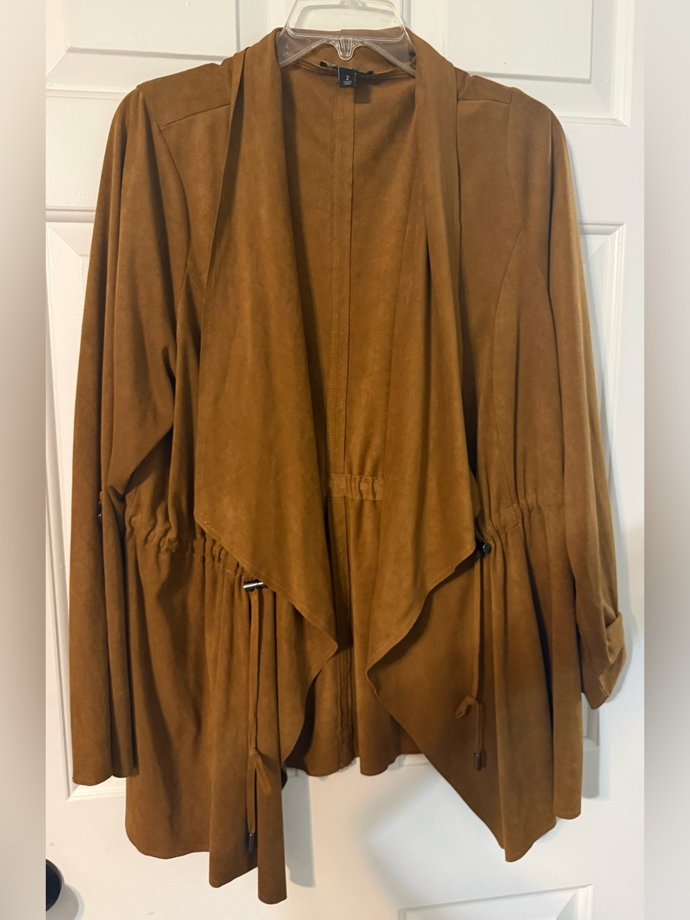 Torrid 2X Women’s Draped Open Front Jacket in Camel